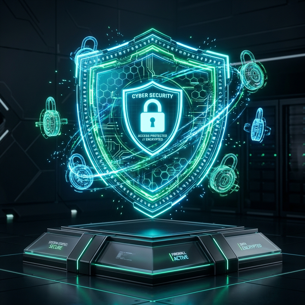 3D Holographic Cyber Security Shield